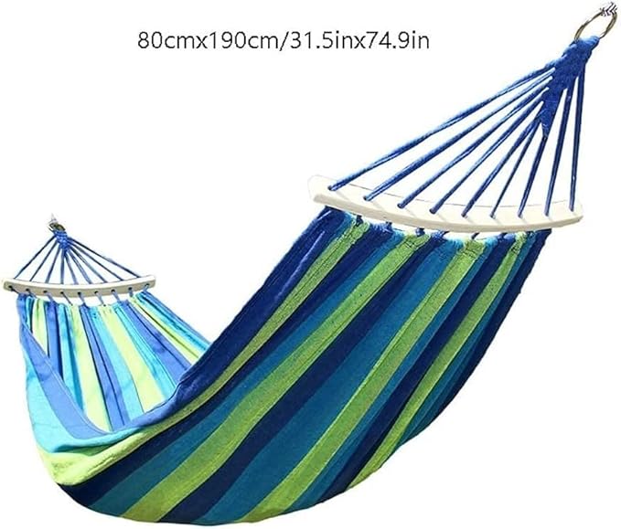 Camping Hammock Bed Camping Hammock Canvas Swing Bed Outdoor Hammocks Portable for Travel Beach Garden Courtyard Hammock Swing (Color : Blue)