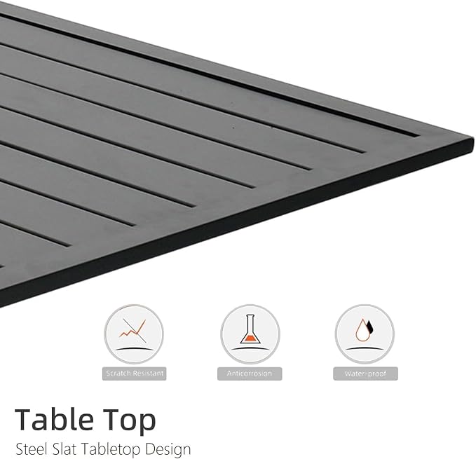 Patio Table for Garden Backyard Use,63" x 38" Large Weather-Resistant Outdoor Dining Table for 6 Person,Black