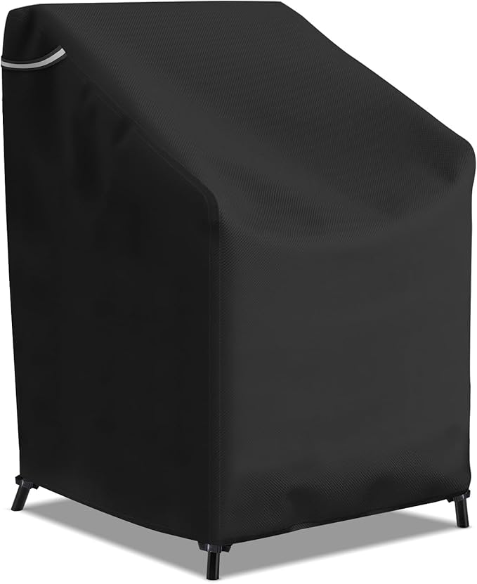 STARTWO Stackable Patio Outdoor Chair Covers,Waterproof Heavy Duty Lawn Furniture Cover for 4-6 Stacking Dining Chairs, 28"Wx36"Dx47"H,Black