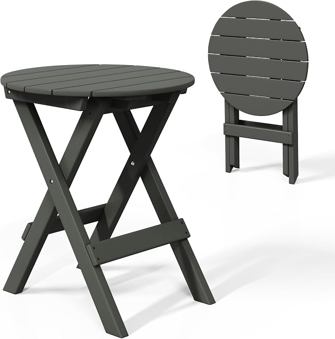 Costaelm Outdoor Bistro Table, Patio Round Portable Folding Bar Height Table Tall Balcony Pub Small High Top for Front Porch Deck, Backyard, Garden, Gray