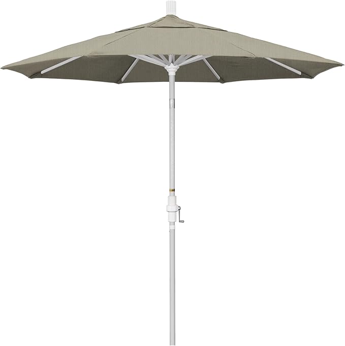 California Umbrella 7.5' Rd. Aluminum Patio Umbrella, Crank Lift, Collar Tilt, White