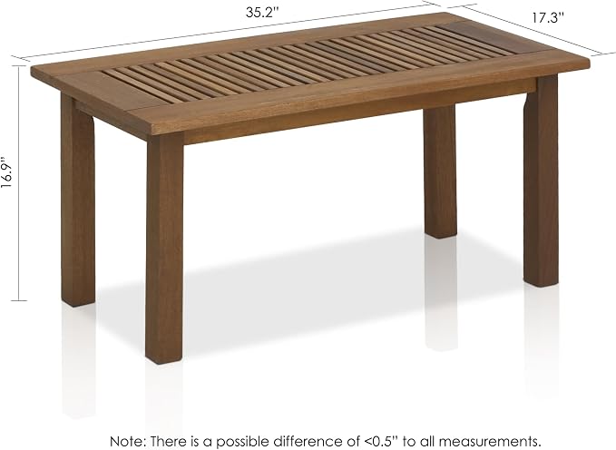 Furinno TIOMAN Patio Table, Outdoor Side Table, Coffee Table in Teak Oil, for Patio, Garden, Porch, for Patio, Garden, Porch, Light Wood
