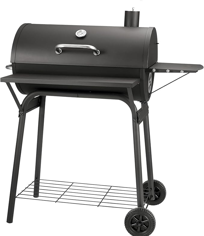Kendane Barrel Charcoal Grill, Large Charcoal Grills with Front and Side Shelf, 627 Square Inches Cooking Grid, Outdoor BBQ Grill, Perfect for Backyard Camping, Patio Parties, and Picnics