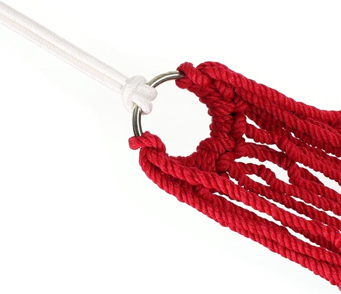 Ruilogod Outdoor Camping Travel Home Twist Rope Hammock 220 x 150cm Red (id: 2f1 7b0 3b3 9d5 b82