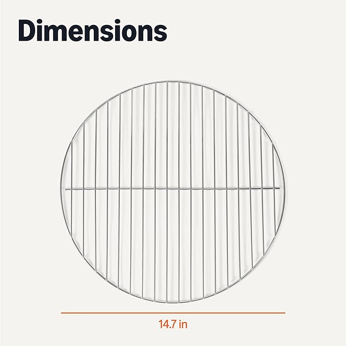Amazon Basics Replacement Cooking Grate for 16 Inch Charcoal Grill, Round Chromed Iron Steel Grilling Rack Grid, 14.7 inch, 2-Pack, Silver