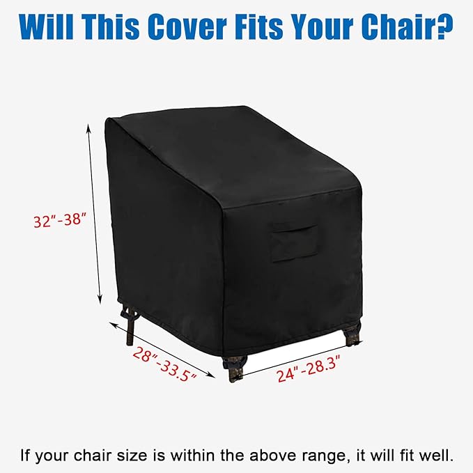 WOMACO Patio Swivel Chair Cover Waterproof Outdoor Swivel Chair Slip Covers Outside Small Large Oversized Wicker Lawn Club Chair Furniture Protector (28" Wx33 Dx39 H(2 Pack))