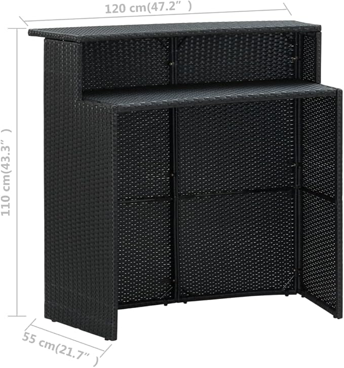 Patio Bar Set with Cushions,Garden Table and Chairs Sets,Garden Conversation Sets, Outdoor Patio Furniture,for Patio,Backyard,Garden,5 Piece Black