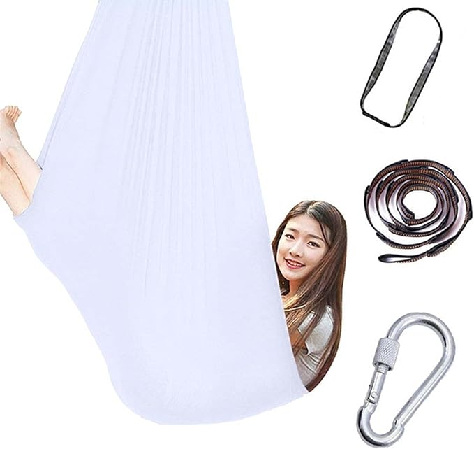 Kids Sensory Swing Hammock Indoor Therapy Swing with Special Needs, Breathable Cuddle Chair Ideal for Sensory Integration Childhood Precious Memory (Color : White, Size : 150x280cm/59x110in)
