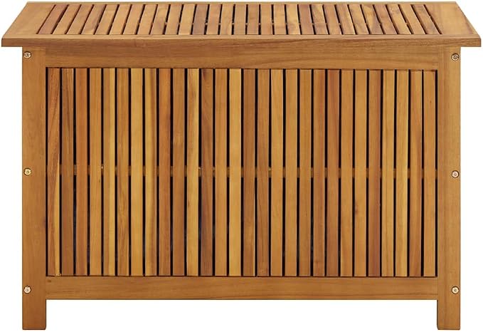 Natural Brown Solid Acacia Wood Storage Box for Home and Garden, Water Resistant Outdoor Storage Chest, Rustic Wooden Decor Solution with Spacious Interior