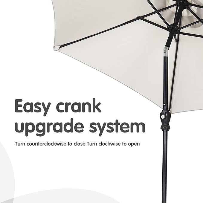 GDY 7.5FT Patio Umbrella Outdoor Table Umbrella,Market Umbrella with Push Button Tilt and Crank for Garden, Lawn, Deck, Backyard & Pool (Beige)