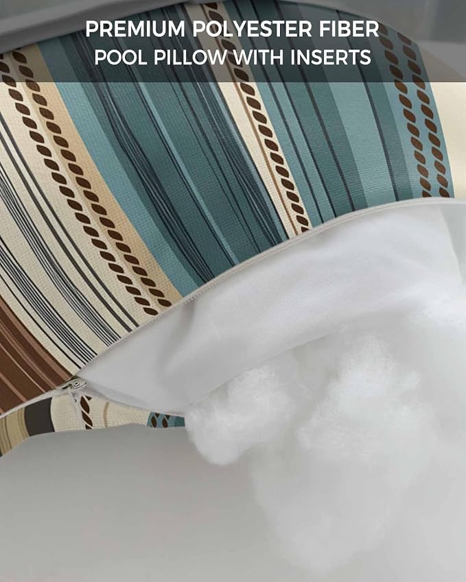 Outdoor Pillows Covers with Inserts Boho Style Stripe Vertical Stripe Waterproof Recliner Pillow with Adjustable Strap Throw Pillows for Patio Furniture Pool Lounge Chair, 12x20 inch, 2PCS