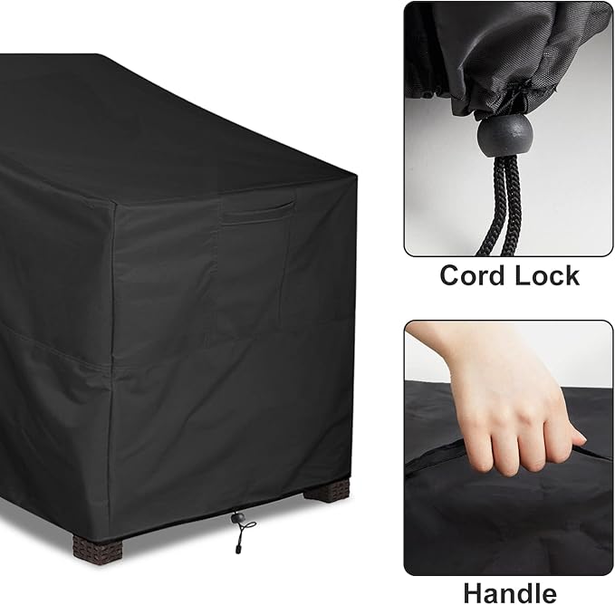 ALSTER Outdoor Chair Covers 2 Pack, Patio Chair Covers(28" L x 35" W x 35" H), Durable and Waterproof Black Furniture Covers for Lounge Deep Seat, Rain Snow Dust Wind-Proof