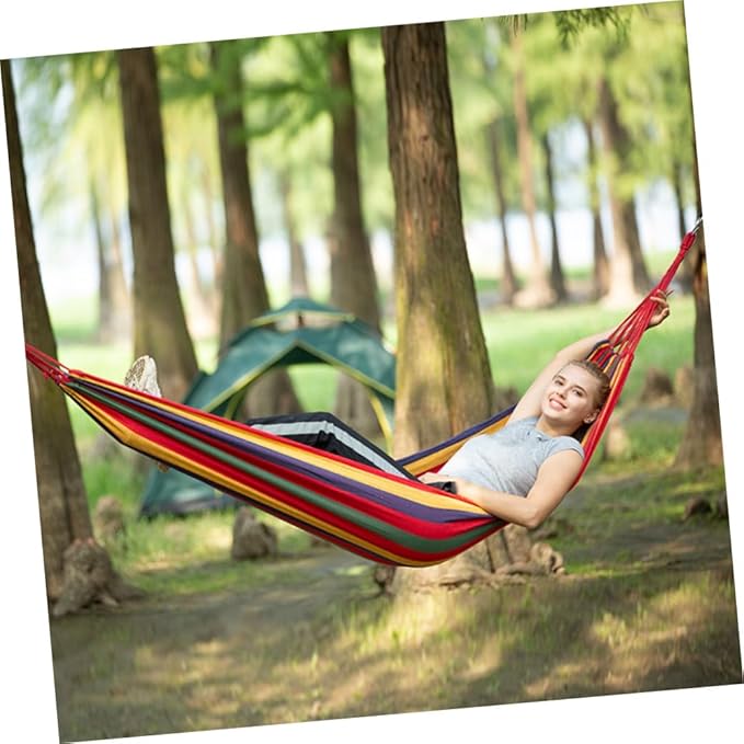 Swing Hammock Canvas Camping Hammock 200x80cm Thickened Outdoor Hanging Chair Colorful for Garden Patio Backyard Use