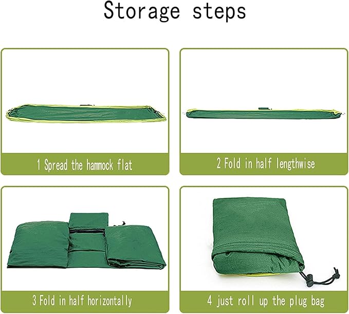 Camping Hammock Bed Portable Hammock Swing Chair Lightweight Nylon Fabric Easy to Assemble with Straps for Summer Camping Travel Garden Hammock Swing (Color : Green)