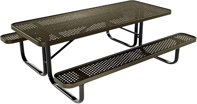 COATEDOUTDOORFURNITURE Heavy-Duty Portable Outdoor Kids Table, Punched Steel Kids Picnic Table, Commercial-Grade Picnic Table, Made in America (6ft Rectangular, Childrens, Textured Gold Vein)