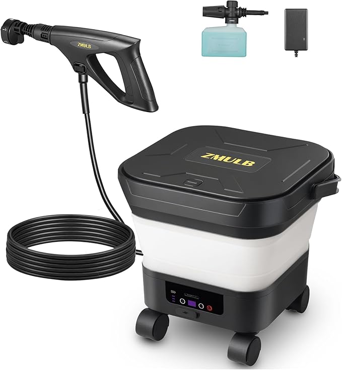 Portable Cordless Pressure Washer with Water Tank, Battery Powered Power Washer for Car Washing, RV, Camping, Patio & Outdoor Cleaning