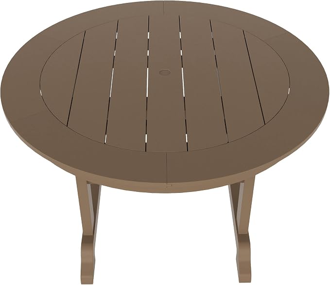 HDPE Laguna 47" Round Dining Table,Weathered Wood