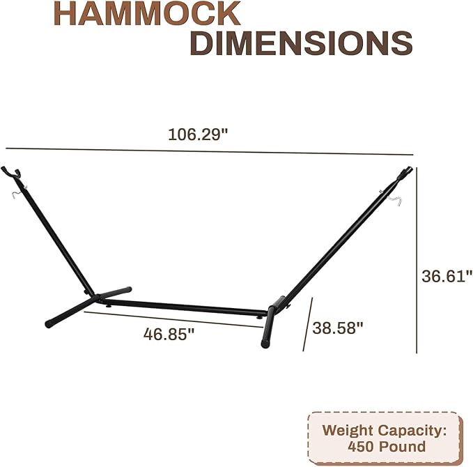 Elevon Heavy Duty Hammock Stand, 9 Foot Steel Hammock Adjustable, 450-Pound Capacity, Portable Weather Resistant, Easy to Assemble