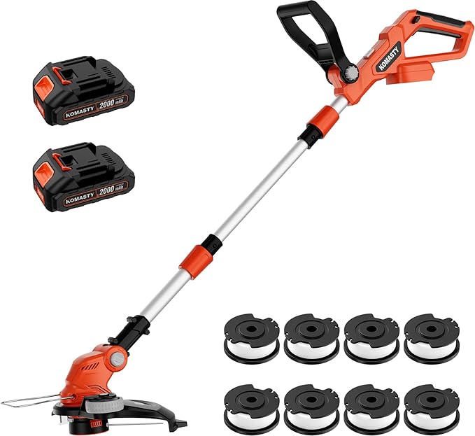 20V Cordless String Trimmer 2 X 2.0Ah Battery Powered with Charger, 12 Inch Lightweight Grass Trimmer Edger Lawn Tool Electric Trimmer Auto Line Feed Grass Cutter Lawn Mower for Small Yard Garden