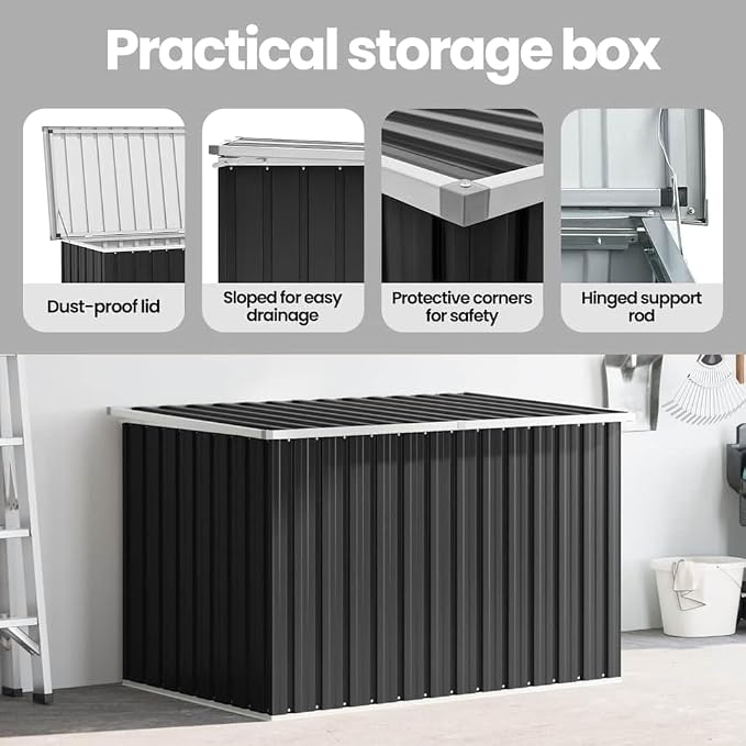 vidaXL Patio Storage Box, Deck Box with Lid, Outdoor Cabinet, Storage Chest for Outdoor Cushions Throw Pillows Garden Tools Pool Supplies, Anthracite