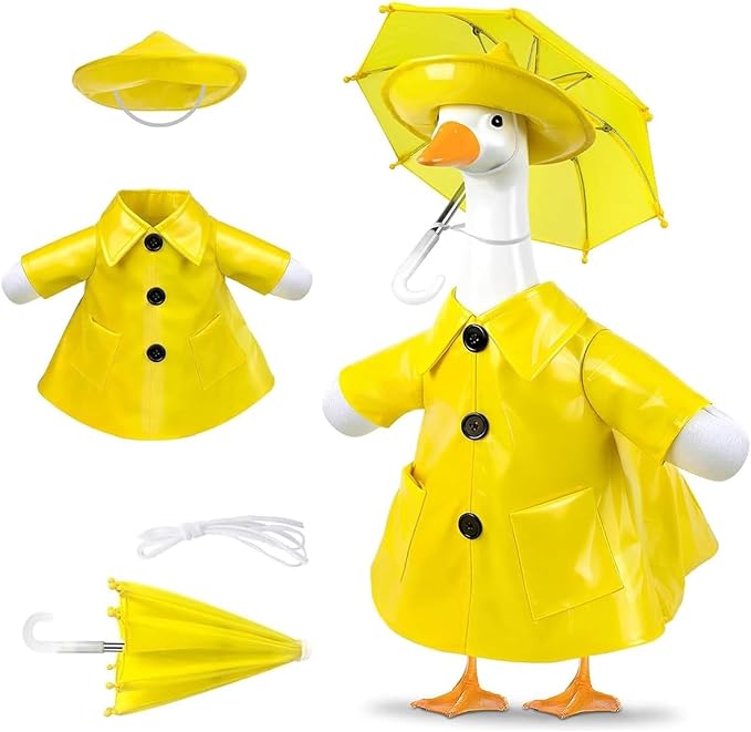 Raincoat Porch Goose Outfits,Spring Summer Lawn Goose Statue Raincoat Clothes,Fits 23" Geese Statue, for Summer Outdoor Patio Yard Lawn Garden Decoration (﻿Raincoat-Yellow)
