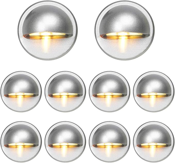 FVTLED Pack of 10 Low Voltage LED Deck Light Kit Φ1.38 Waterproof Outdoor Step Stairs Garden Yard Patio Landscape Decor Lights Warm White Lamp