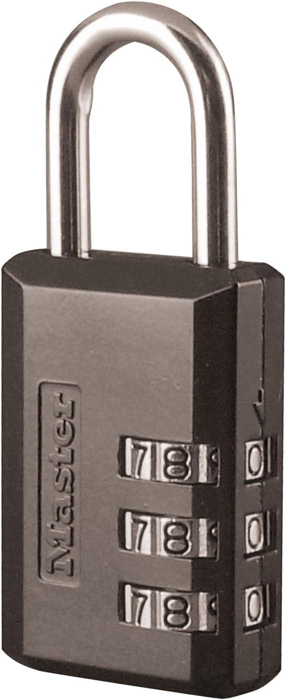 Greesum 31 Gallon Resin Deck Box Large Outdoor Storage for Patio Furniture, Garden Tools, Pool Supplies, Weatherproof and UV Resistant, Lockable, Dark Black & Master Lock Combination Padlock, 1, Black