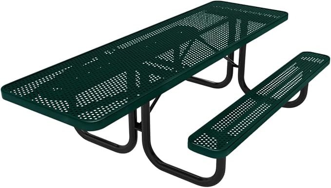 COATEDOUTDOORFURNITURE T8H-P-DGRN Heavy Duty Rectangular Portable Picnic Table Handicap Accessible on One End, 8 Ft, Dark Green, Made in America