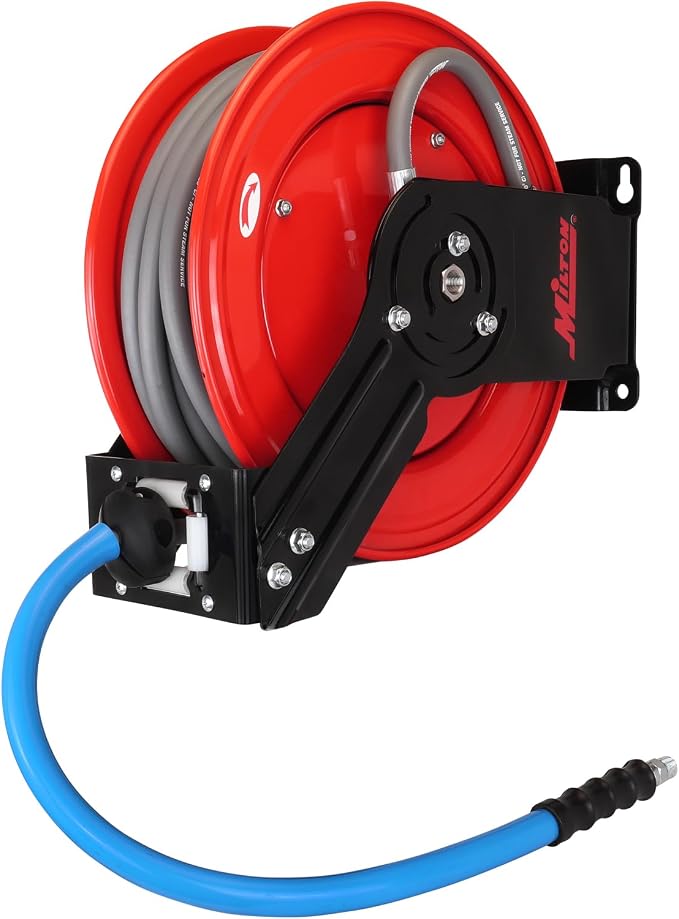 3/8" x 50' All-In-One Pressure Washer Dual-Arm Hose Reel (single wire-braided hose) - 4,000 PSI