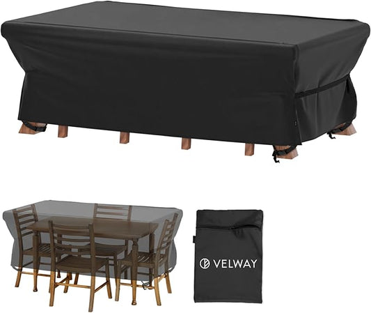 Velway Patio Table Chairs Set - Square Waterproof 90"L x 62"W x 28"H Outdoor Bistro Dining Set - Fire Pit Table Cover - Furniture Cover - Small Rectangle Ultra Windproof UV-Resistant