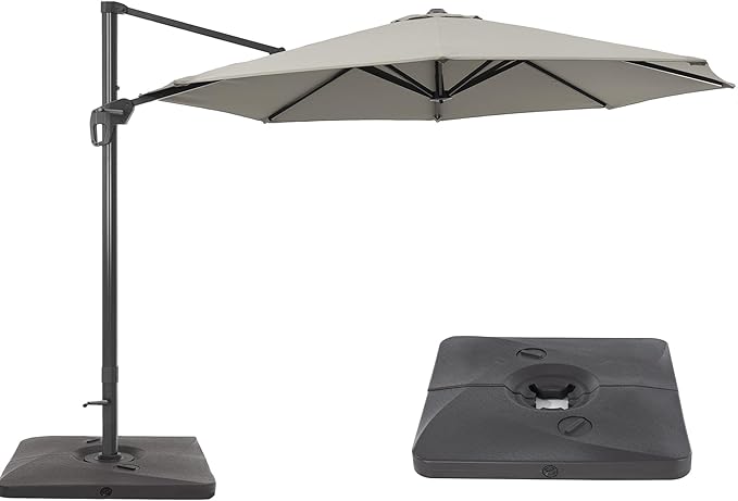 FLAME&SHADE 11 ft Cantilever Offset Patio Umbrella, Large Heavy Duty Outdoor Patio Umbrella Aluminum 360° Rotation Round Outdoor Umbrella for Deck,Pool,Backyard