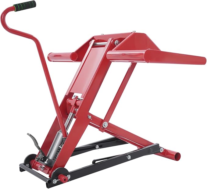 350LBS Hydraulic Lawn Mower Lift,Adjustable Wheel Span (22.44-48.11in) Zero Turn/Riding Mower Jack, Heavy Duty Q235 Steel Lawn Mower Lift Jack for Lawn Mowers Repair