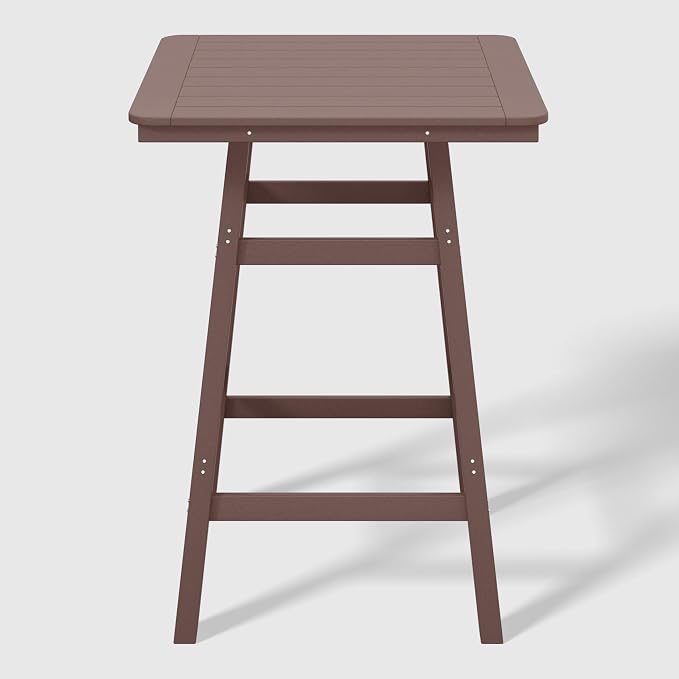 WestinTrends Malibu Square Outdoor Patio Bistro Bar Table with Umbrella Hole 42" Tall, Dark Brown
