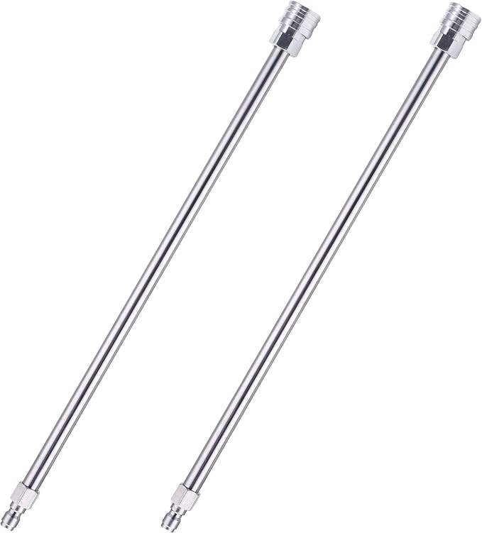 JOEJET Pressure Washer Extension Wand, Stainless Steel Body and Fittings, 17 Inch Power Washer Lance with 1/4 Inch Quick Connect, 2 Pack