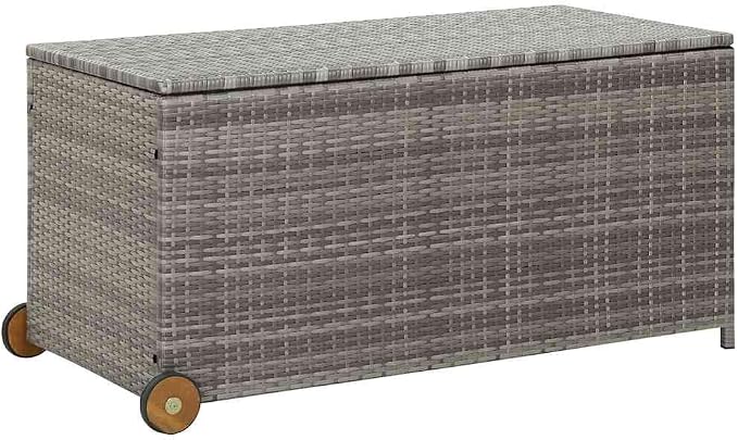 Storage Box Light grey,Light Grey Garden Storage Box with Rolling Design for Outdoor Essentials Poly Rattan Material & Water Resistant Construction Storage Boxes