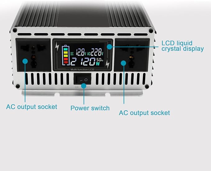 5000W Pure Sine Wave Power Inverter, 12V/24V DC to 110V/220V AC Voltage Converter, Car Inverter with Outlets for Truck/RV/Home,12V to 220V