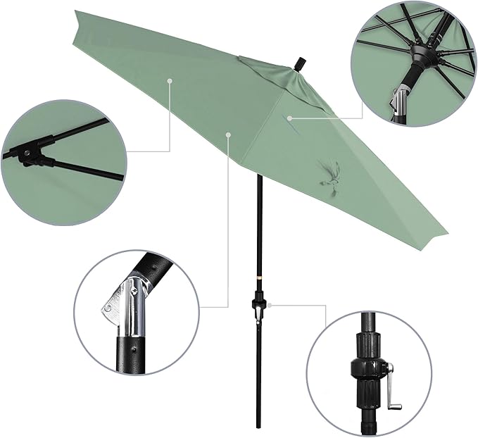 California Umbrella 9' Round Aluminum Pole Fiberglass Rib Market Umbrella