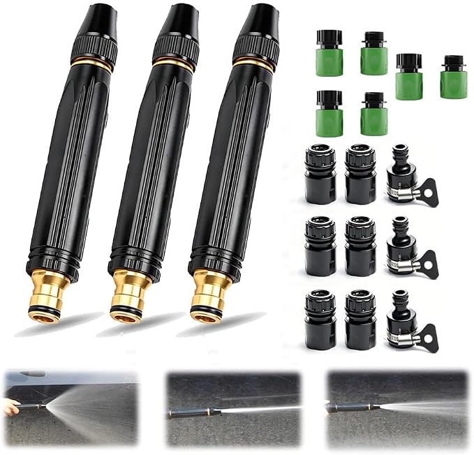 High Pressure Power Washer Nozzle with Connector Set, Garden Hose Pressure Washer, Sturdy Cleaning Accessory for Car Washing and Outdoor Cleaning (3 Set)