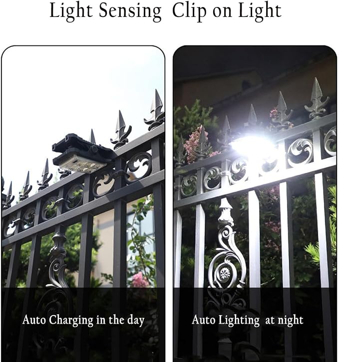 Solar Clip Lights Outdoor, Motion Sensor LED Clip On Lights, IP65 Waterproof Solar Powered Security Lights for Patio Fence Garage Yard Camping 6 Pack