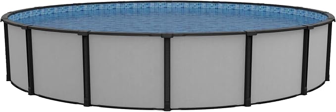 Lake Effect Pools 'Fiji' 24 ft Round Above Ground Swimming Pool | 52 Inch Resin Protected Steel Sided Walls | Bundle Includes: 25 Gauge Unibead Liner & Widemouth Skimmer