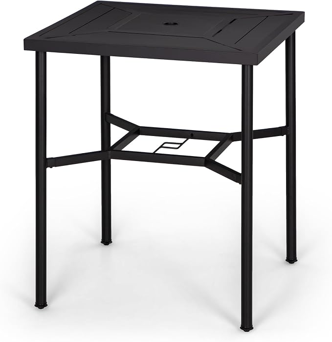 PHI VILLA Patio Bar Table for 4,Square 32"x32" Outdoor Dining Table with Sturdy Steel Frame,Mesh Patio Furniture for Backyard,Garden and Deck,Outdoor Furnitrue Garden Table