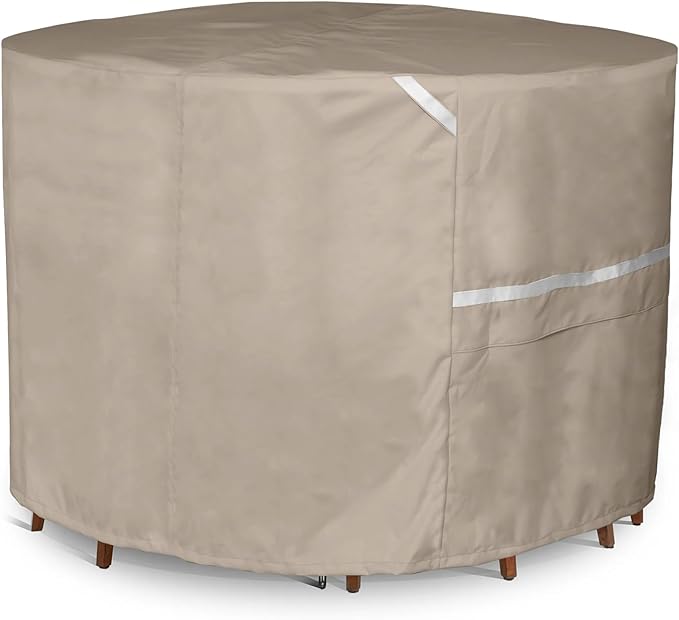 Covermates Round Dining Table/Chair Set Cover - Premium Polyester, Weather Resistant, Drawcord Hem, Patio Table Covers, 54DIAMETER x 25H, Clay