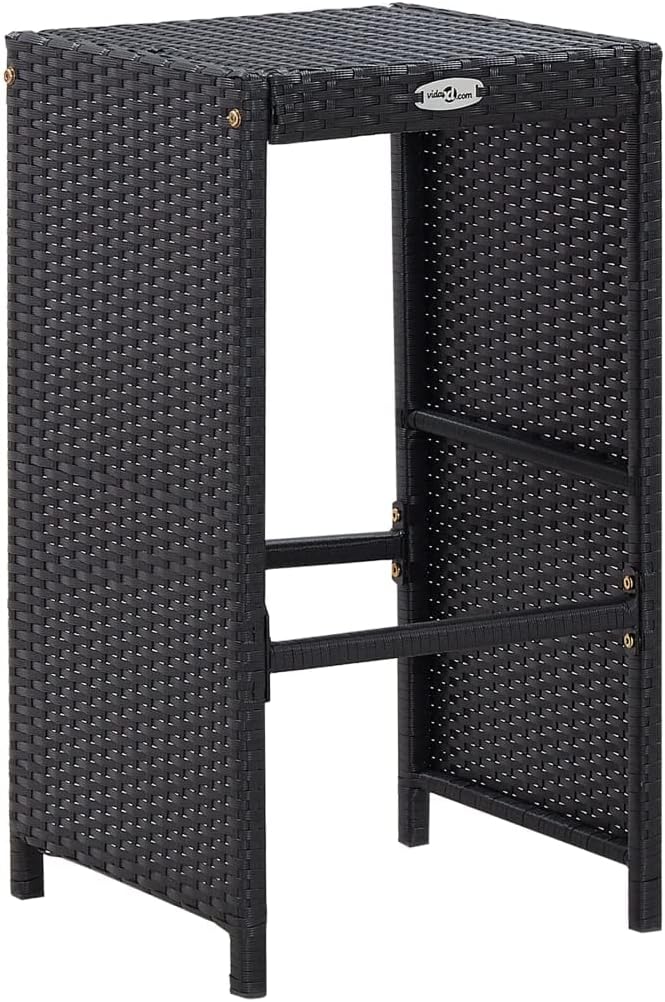 9 Piece Patio Bar Set,Wooden Picnic Tables Seating Set Conversation Patio Furniture for The Patio, Deck, Front Porch, Poolside or Balcony Poly Rattan Black