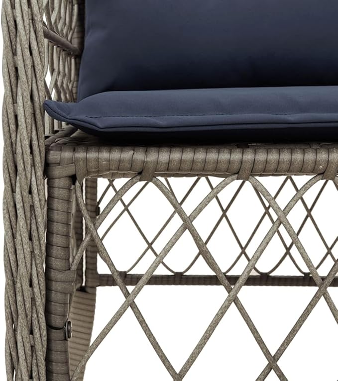 Backyard Furniture Patio Conversation Sets Outdoor Seating 3 Piece Bistro Set with Cushions Gray Poly Rattan Suitable for Gardens, Balconies, Decks
