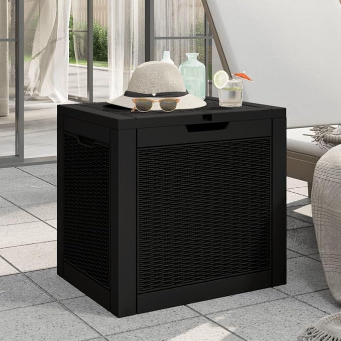 Modern Garden Storage Box for Balcony with Imitation Rattan Design and UV Protected Outdoor Storage for Cushions