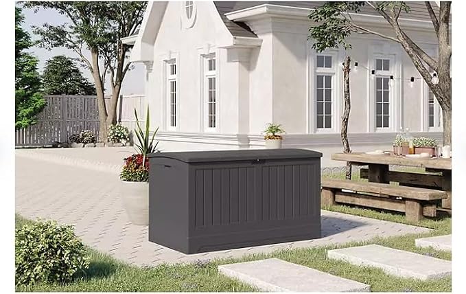 200 Gallon Outdoor Storage Deck Box, Weather-Resistant, Extra Large Deck Box, Modern Desigh making it a great addition to your patio or garden./Gray. (Gray, 1 Pack)