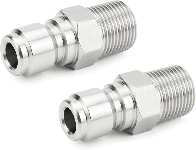 TAISHER 4PCS 304 Stainless Steel 1/4" Male NPT High Pressure Washer Quick Connect Plug for Pressure Washing Gun Hose Accessories