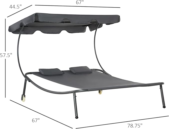 GOWE Outdoor Wheeled Hammock Daybed,Double Chaise Lounge Chair