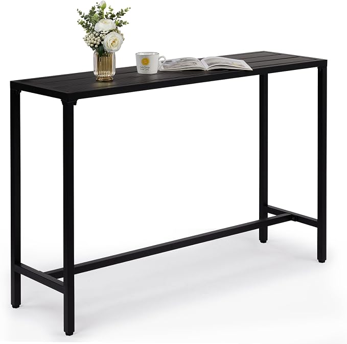 Vasitelan Outdoor Bar Table, Patio Console Pub Height Table, Weather Resistant Waterproof Top for Hot Tub, Balcony, Garden, Yard, Poolside