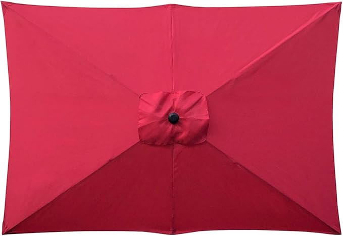 ABBLE Outdoor Patio Umbrella 10 Ft x 6.5 Ft Rectangular with Crank Weather Resistant UV Protection Water Repellent Durable 6 Sturdy Steel Ribs with Easy Handle Crank, Market Outdoor Table Umbrella Red